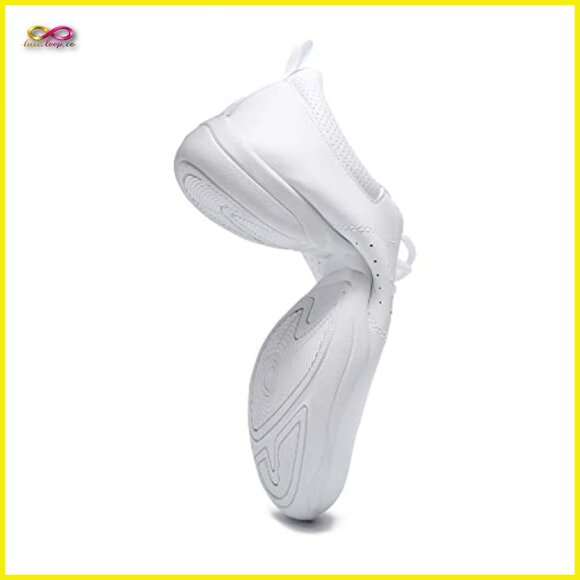 White Athletic Flats Cheerleading Dance Shoes Comfortable Training Sneakers - Picture 5 of 6